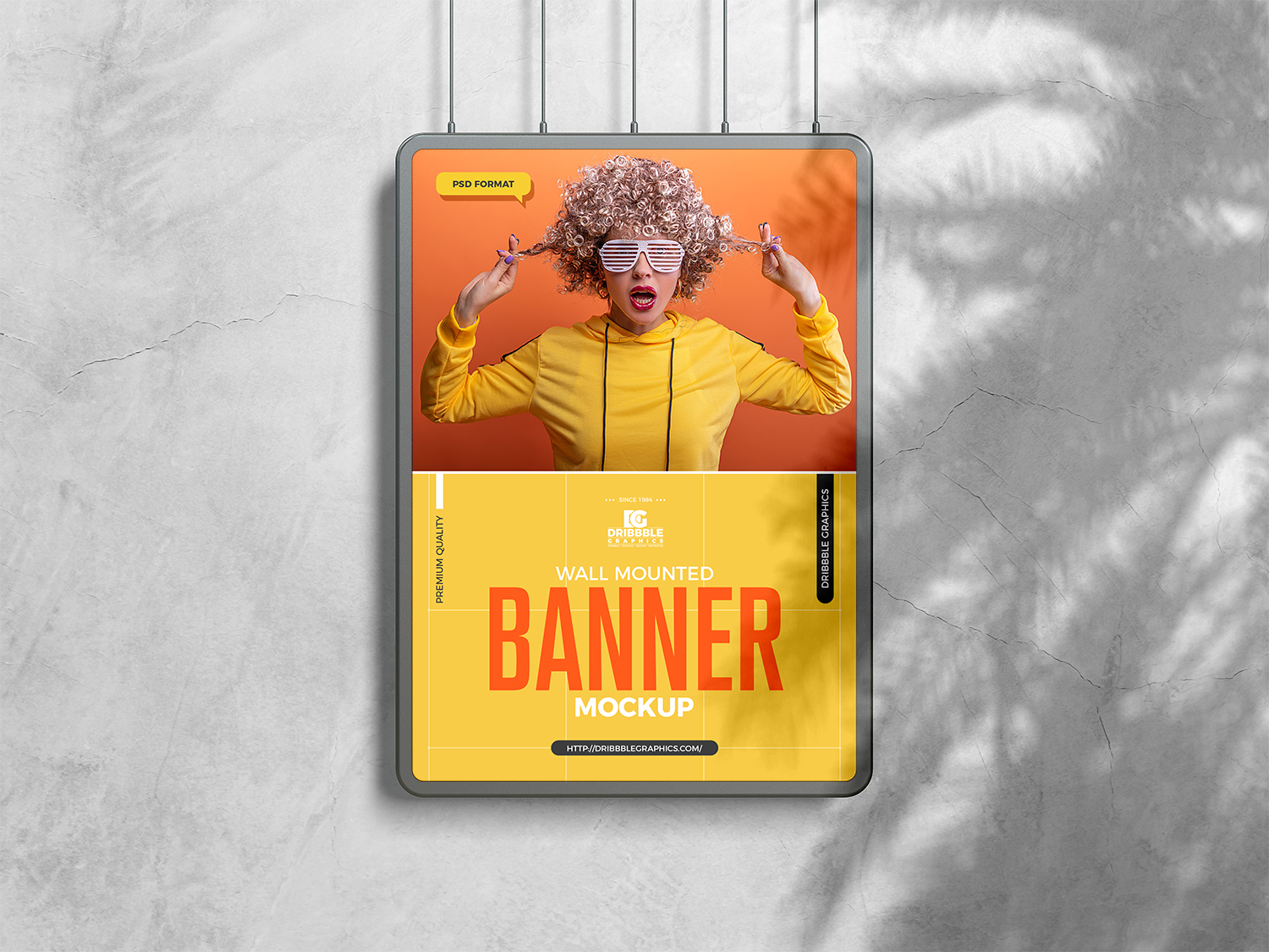 Free Wall Mounted Banner Mockup