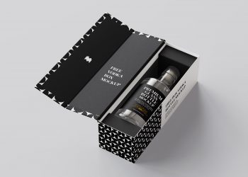 Vodka Bottle in Box Mockup