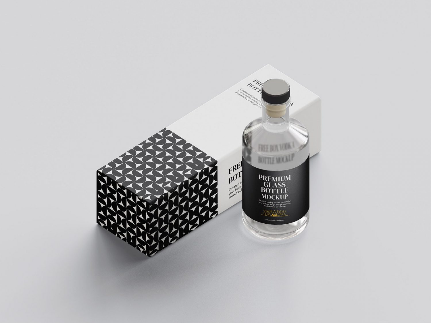 Vodka Bottle in Box Mockup