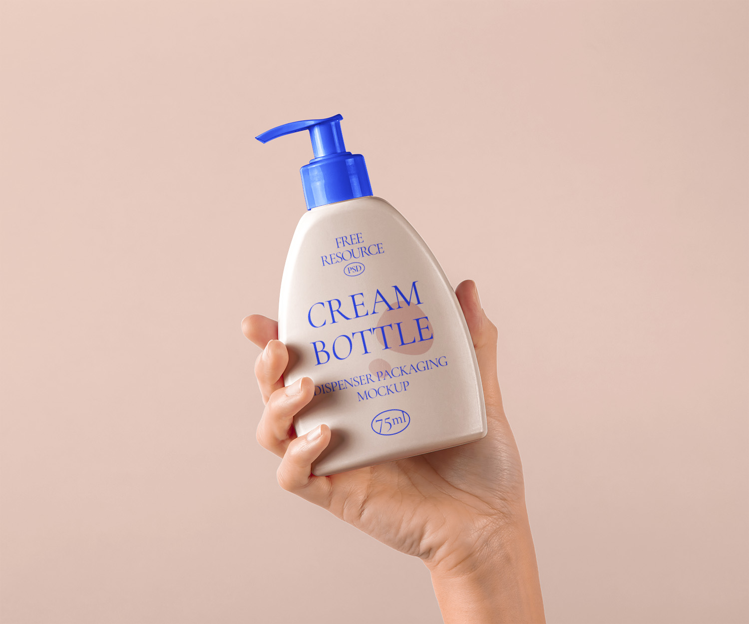 Hand Holding Cosmetic Bottle Psd Mockup