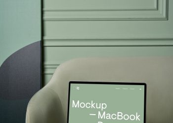 MacBook Pro on a Couch Mockup