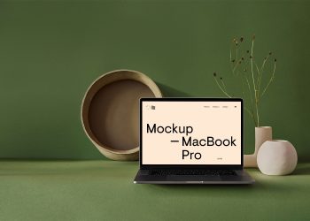 MacBook Pro with Vase Mockup