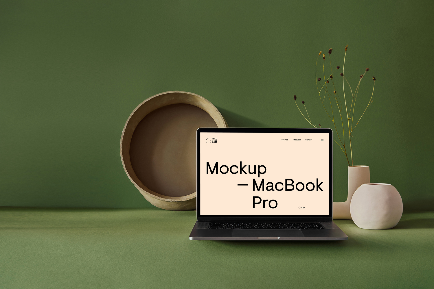 MacBook Pro with Vase Mockup