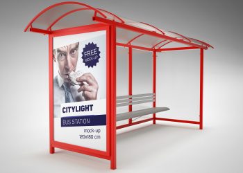 Bus Station Citylight Mockup