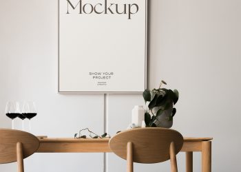 Poster in Dining Room Mockup