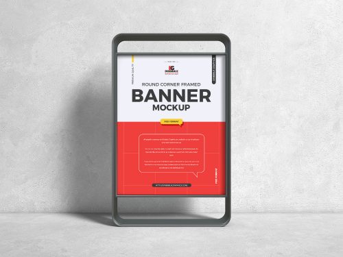 Round Corner Framed Banner Mockup