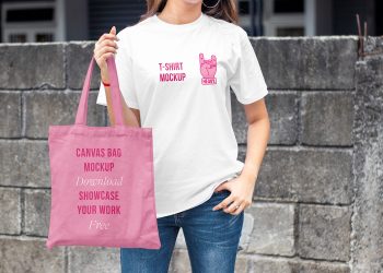 T-Shirt with Canvas Bag Mockup