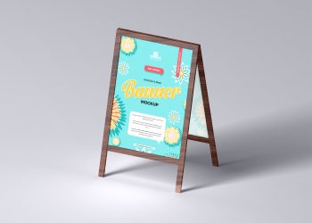 Wooden Stand Banner Mockup