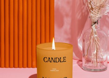 Candle with Flower Free Mockup