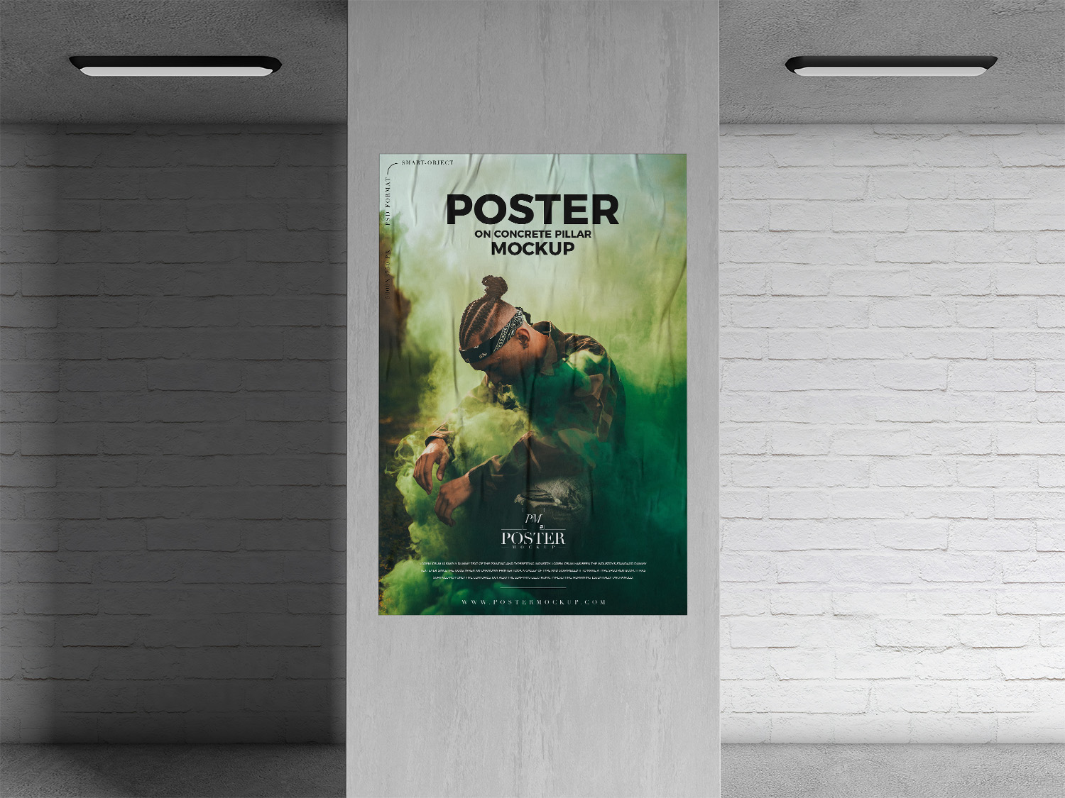 Concrete Pillar Glued Paper Poster Mockup