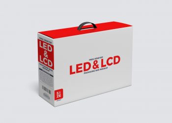 Desktop LCD & LED Packaging Box with Handle Free Mockup