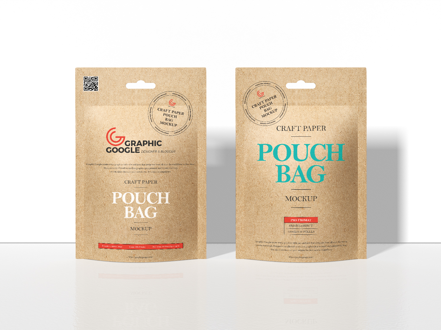 Free Craft Paper Pouch Bag Mockup