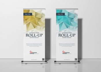 Free Exhibition Stand Roll-Up Banner Mockup