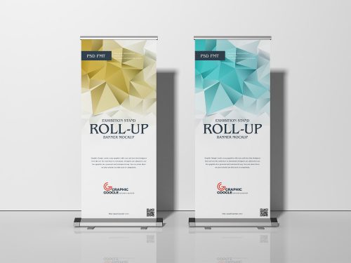 Free Exhibition Stand Roll-Up Banner Mockup