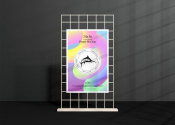 Free Front View Wooden Framed Poster Mockup