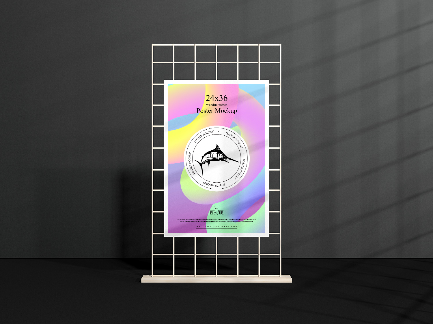 Free Front View Wooden Framed Poster Mockup