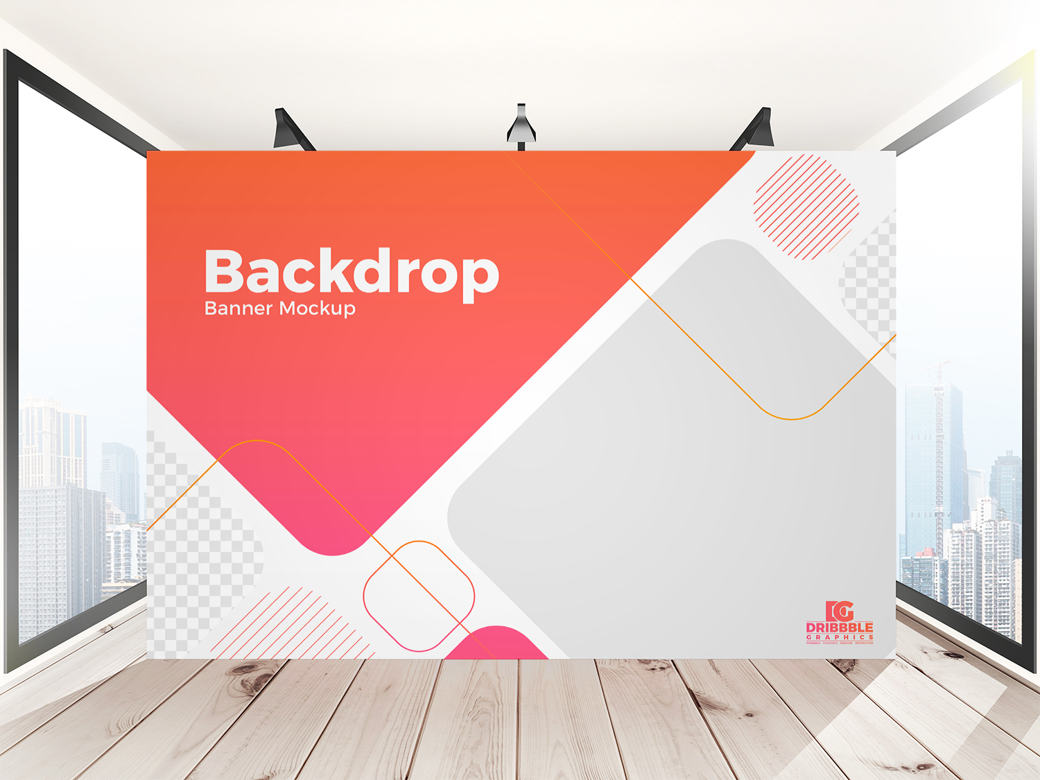 Free Indoor Advertisement Backdrop Banner Mockup