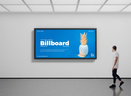 Free Indoor Station Advertising Billboard Mockup