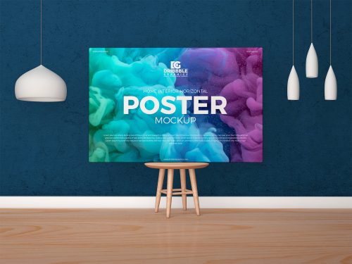 Free Interior Horizontal Poster Canvas Mockup