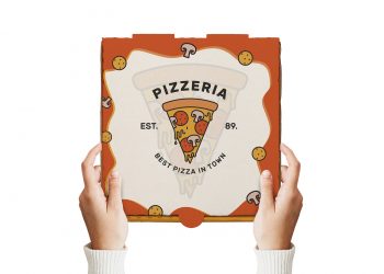 Free Man Holding Pizza Box Mockup