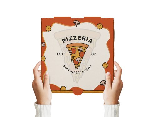 Free Man Holding Pizza Box Mockup