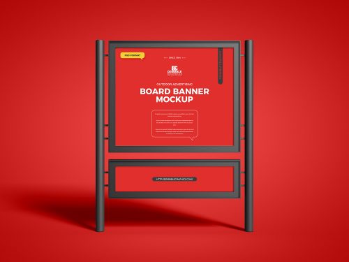 Free Outdoor Advertising Board Banner Mockup