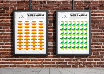 Free Outdoor Bricks Wall Billboard Poster Mockup