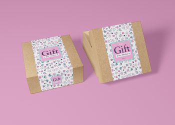 Free Packaging Craft Paper Gift Box Mockup