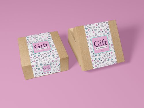 Free Packaging Craft Paper Gift Box Mockup