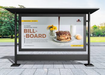 Free Parkside Advertising Billboard Mockup