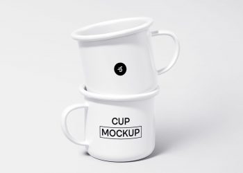 Free Steel Mugs Minimalistic Mockup