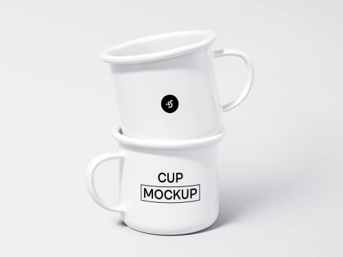 Free Steel Mugs Minimalistic Mockup