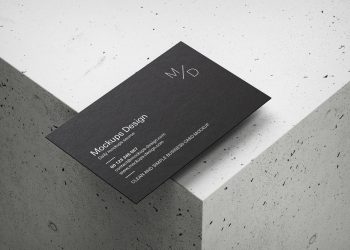 Business Cards on Concrete Cube Mockup