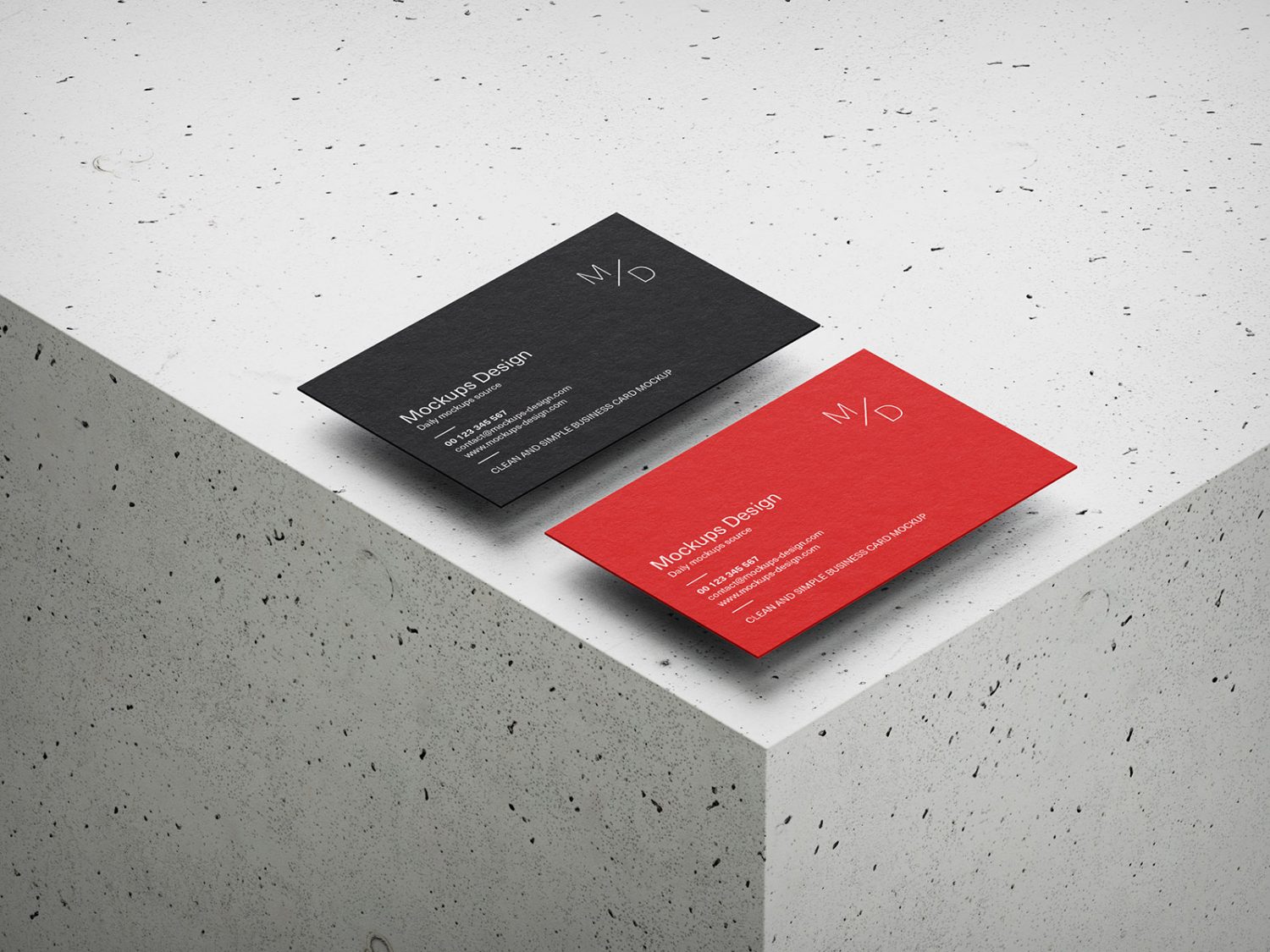 Business Cards on Concrete Cube Mockup