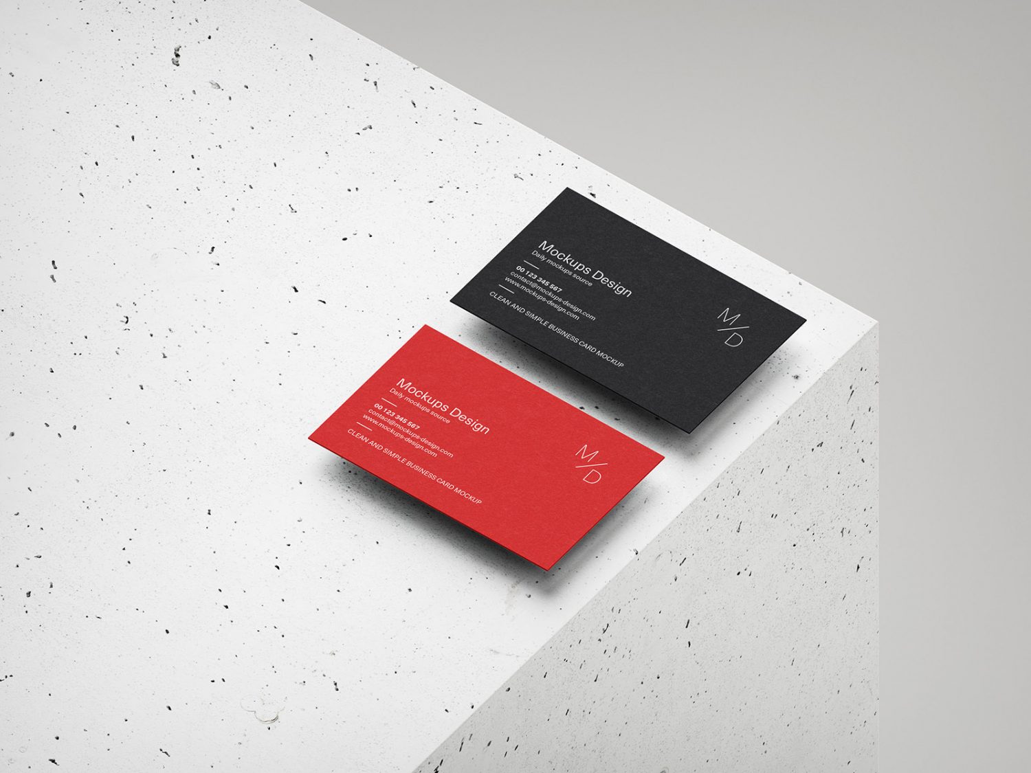 Business Cards on Concrete Cube Mockup