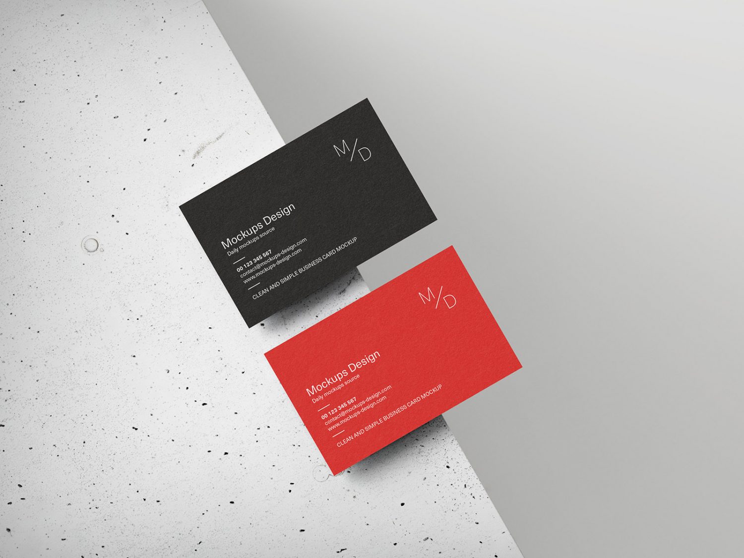 Business Cards on Concrete Cube Mockup