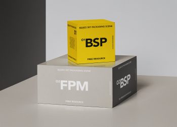 Boxes Set Packaging Scene Mockup