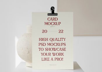 Card with Vase Free Mockup