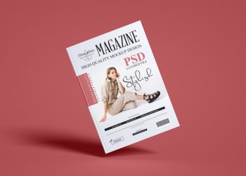 Floating Stylish Magazine Free Mockup