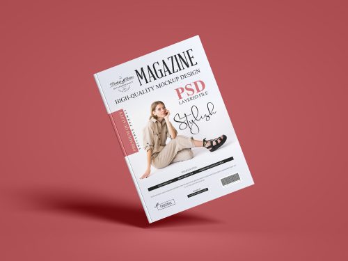 Floating Stylish Magazine Free Mockup