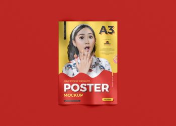 Free Advertising A3 Wrinkled Poster Mockup