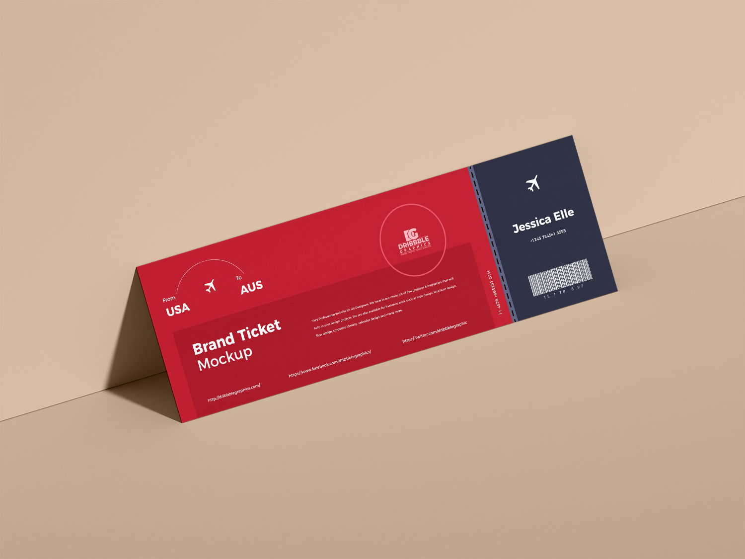 Free Brand Ticket Mockup