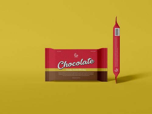 Free Chocolate Candy Sachet Mockup