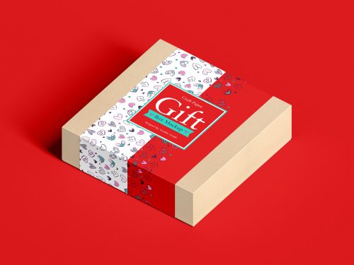 Free Craft Paper Square Gift Box Mockup