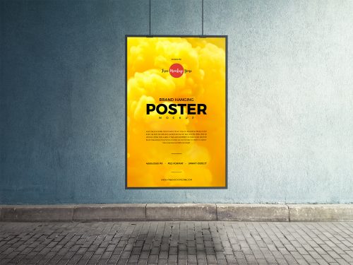 Free Indoor Hanging Poster Mockup