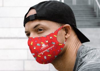 Free Man Wearing Face Mask Mockup
