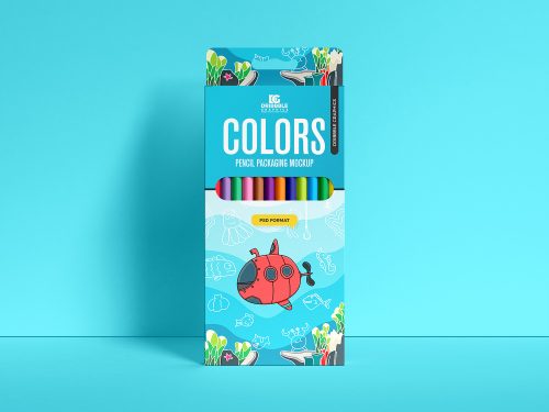 Free Pencil Colors Packaging Mockup
