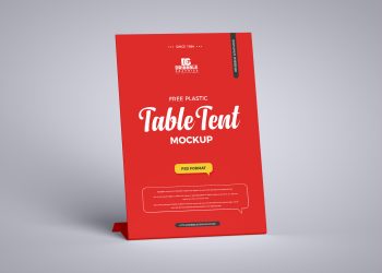 Free Plastic Table Tent Mockup