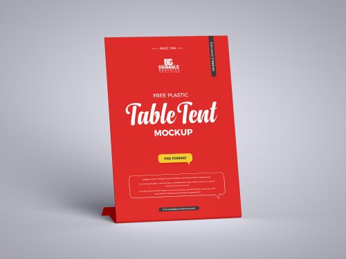 Free Plastic Table Tent Mockup