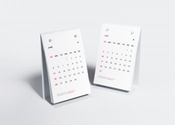 Free Realistic Desk Calendars Mockup